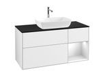 Villeroy und Boch Finion Waschtischunterschrank G832MTGF 120cm, Abdeckplatte black matt, Emotion, Regale White matt lacquer, Glossy white lacquer