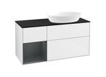 Villeroy und Boch Finion Waschtischunterschrank GA42HGGF 120cm, Abdeckplatte black matt, Emotion, Regale Midnight matt lacquer, Glossy white lacquer