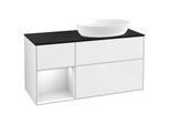 Villeroy und Boch Finion Waschtischunterschrank GA42MTGF 120cm, Abdeckplatte black matt, Emotion, Regale White matt lacquer, Glossy white lacquer