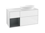 Villeroy und Boch Finion Waschtischunterschrank GA41HGGF 120cm, Abdeckplatte white matt, Emotion, Regale Midnight matt lacquer, Glossy white lacquer