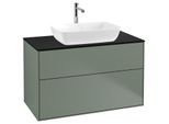 Villeroy und Boch Finion Waschtischunterschrank F76200GM 100x60,3cm, Abdeckplatte black matt, Olive Matt Lacquer