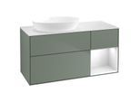 Villeroy und Boch Finion Waschtischunterschrank GA51GFGM 120cm, Abdeckplatte white matt, Emotion, Regale Glossy white lacquer, Olive Matt Lacquer