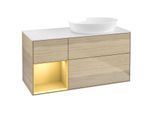 Villeroy und Boch Finion Waschtischunterschrank GA41HFPC 120cm, Abdeckplatte white matt, Emotion, Regale Gold matt lacquer, Oak Veneer