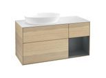 Villeroy und Boch Finion Waschtischunterschrank GA51HGPC 120cm, Abdeckplatte white matt, Emotion, Regale Midnight matt lacquer, Oak Veneer