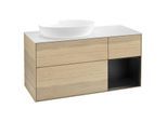 Villeroy und Boch Finion Waschtischunterschrank GA51PDPC 120cm, Abdeckplatte white matt, Emotion, Regale Black matt lacquer, Oak Veneer