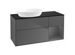 Villeroy und Boch Finion Waschtischunterschrank FA52GKGK 120cm, Abdeckplatte black matt, Regale Anthracite matt lacquer, Anthracite matt