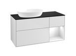 Villeroy und Boch Finion Waschtischunterschrank FA52GFMT 120cm, Abdeckplatte black matt, Regale Glossy white lacquer, White matt lacquer