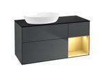 Villeroy und Boch Finion Waschtischunterschrank FA52HFHG 120cm, Abdeckplatte black matt, Regale Gold matt lacquer, Midnight Blue Matt Lacquer