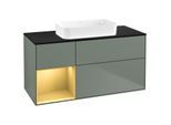 Villeroy und Boch Finion Waschtischunterschrank G702HFGM 120x60,3x50,1cm, Regal rechts Gold matt, Olive Matt Lacquer