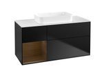 Villeroy und Boch Finion Waschtischunterschrank G701GNPD 120x60,3x50,1cm, Regal rechts Walnut veneer, Black matt lacquer