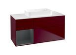 Villeroy und Boch Finion Waschtischunterschrank F701HGHB 120x60,3x50,1cm, Regal links Midnight Blue Matt Lacquer, Peony Matt
