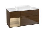 Villeroy und Boch Finion Waschtischunterschrank F701PCGN 120x60,3x50,1cm, Regal links Oak Veneer, Walnut veneer