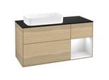 Villeroy und Boch Finion Waschtischunterschrank G692MTPC 120x60,3x50,1cm, Regal rechts White matt lacquer, Oak Veneer