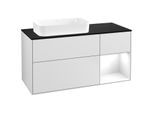 Villeroy und Boch Finion Waschtischunterschrank F692GFMT 120x60,3x50,1cm, Regal rechts Glossy white lacquer, White matt lacquer