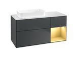 Villeroy und Boch Finion Waschtischunterschrank G691HFHG 120x60,3x50,1cm, Regal rechts Gold matt, Midnight Blue Matt Lacquer