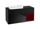 Villeroy und Boch Finion Waschtischunterschrank F692HBPD 120x60,3x50,1cm, Regal rechts Peony, Black matt lacquer