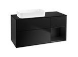 Villeroy und Boch Finion Waschtischunterschrank F692PDPD 120x60,3x50,1cm, Regal rechts Black matt lacquer, Black matt lacquer