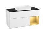Villeroy und Boch Finion Waschtischunterschrank G712HFGF 120x60,3x50,1cm, Regal rechts Gold matt, Glossy white lacquer