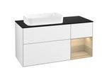 Villeroy und Boch Finion Waschtischunterschrank F692PCGF 120x60,3x50,1cm, Regal rechts Oak Veneer, Glossy white lacquer