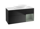 Villeroy und Boch Finion Waschtischunterschrank GA71GMPD 120cm, Abdeckplatte white matt, Emotion, Regale Olive matt lacquer, Black matt lacquer