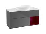 Villeroy und Boch Finion Waschtischunterschrank FA71HBGK 120cm, Abdeckplatte white matt, Regale Peony matt lacquer, Anthracite matt