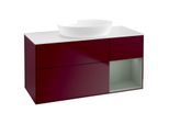 Villeroy und Boch Finion Waschtischunterschrank GA71GMHB 120cm, Abdeckplatte white matt, Emotion, Regale Olive matt lacquer, Peony Matt