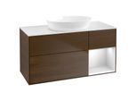 Villeroy und Boch Finion Waschtischunterschrank GA71MTGN 120cm, Abdeckplatte white matt, Emotion, Regale White matt lacquer, Walnut veneer