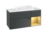 Villeroy und Boch Finion Waschtischunterschrank G711HFHG 120x60,3x50,1cm, Regal rechts Gold matt, Midnight Blue Matt Lacquer
