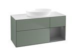 Villeroy und Boch Finion Waschtischunterschrank FA71GKGM 120cm, Abdeckplatte white matt, Regale Anthracite matt lacquer, Olive Matt Lacquer