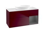 Villeroy und Boch Finion Waschtischunterschrank FA71GKHB 120cm, Abdeckplatte white matt, Regale Anthracite matt lacquer, Peony Matt