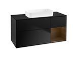 Villeroy und Boch Finion Waschtischunterschrank F712GNPD 120x60,3x50,1cm, Regal rechts Walnut veneer, Black matt lacquer
