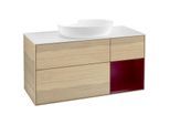 Villeroy und Boch Finion Waschtischunterschrank FA71HBPC 120cm, Abdeckplatte white matt, Regale Peony matt lacquer, Oak Veneer
