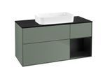 Villeroy und Boch Finion Waschtischunterschrank F712PDGM 120x60,3x50,1cm, Regal rechts Black matt lacquer, Olive Matt Lacquer