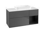 Villeroy und Boch Finion Waschtischunterschrank F711PDGK 120x60,3x50,1cm, Regal rechts Black matt lacquer, Anthracite matt