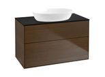 Villeroy und Boch Finion Waschtischunterschrank GA0200GN 100x60,3cm, Emotion, Abdeckplatte black matt, Walnut veneer
