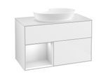 Villeroy und Boch Finion Waschtischunterschrank FA11MTGF 100cm, Abdeckplatte white matt, Regale White matt lacquer, Glossy white lacquer