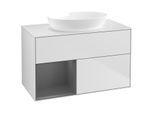 Villeroy und Boch Finion Waschtischunterschrank FA11GKMT 100cm, Abdeckplatte white matt, Regale Anthracite matt lacquer, White matt lacquer