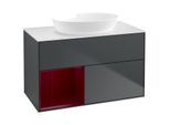 Villeroy und Boch Finion Waschtischunterschrank FA11HBHG 100cm, Abdeckplatte white matt, Regale Peony matt lacquer, Midnight Blue Matt Lacquer