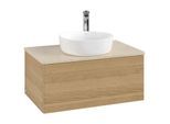 Villeroy und Boch Antao Waschtisch-Unterschrank L30053HN 80x36x50cm, Hahnloch, Waschbeckenplattenfarbe botticino, honey oak