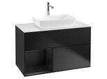 Villeroy und Boch Finion Waschtischunterschrank G771PDPD 100cm, Abdeckplatte white matt, Emotion, Regale Black matt lacquer, Black matt lacquer