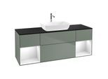 Villeroy und Boch Finion Waschtischunterschrank F862GFGM 160cm, Abdeckplatte black matt, Regale Glossy white lacquer, Olive Matt Lacquer