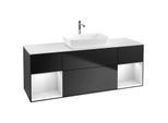 Villeroy und Boch Finion Waschtischunterschrank F861MTPD 160cm, Abdeckplatte white matt, Regale White matt lacquer, Black matt lacquer