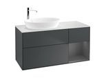 Villeroy und Boch Finion Waschtischunterschrank G931GKHG 120cm, Abdeckplatte white matt, Emotion, Regale Anthracite matt lacquer, Midnight Blue Matt Lacquer