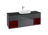 Villeroy und Boch Finion Waschtischunterschrank G862HBHG 160cm, Abdeckplatte black matt, Emotion, Regale Peony matt lacquer, Midnight Blue Matt Lacquer