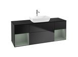 Villeroy und Boch Finion Waschtischunterschrank G862GMPD 160cm, Abdeckplatte black matt, Emotion, Regale Olive matt lacquer, Black matt lacquer