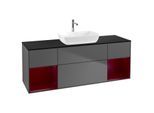 Villeroy und Boch Finion Waschtischunterschrank G862HBGK 160cm, Abdeckplatte black matt, Emotion, Regale Peony matt lacquer, Anthracite matt