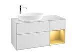 Villeroy und Boch Finion Waschtischunterschrank G931HFMT 120cm, Abdeckplatte white matt, Emotion, Regale Gold matt lacquer, White matt lacquer