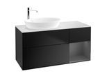 Villeroy und Boch Finion Waschtischunterschrank F931GKPD 120cm, Abdeckplatte white matt, Regale Anthracite matt lacquer, Black matt lacquer