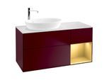 Villeroy und Boch Finion Waschtischunterschrank F931HFHB 120cm, Abdeckplatte white matt, Regale Gold matt lacquer, Peony Matt