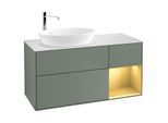 Villeroy und Boch Finion Waschtischunterschrank F931HFGM 120cm, Abdeckplatte white matt, Regale Gold matt lacquer, Olive Matt Lacquer